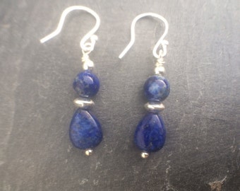 Lapis Lazuli Sterling Silver Earrings, Blue Lapis Lazuli Teardrop Earrings, Lapis Earrings, Cobalt Blue Jewellery, Gemstone Jewelry Gift