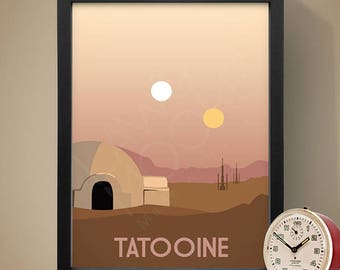 Tatooine Star Wars Travel Print, Travel poster, Movie poster, Retro movie art, Minimalist poster, Print