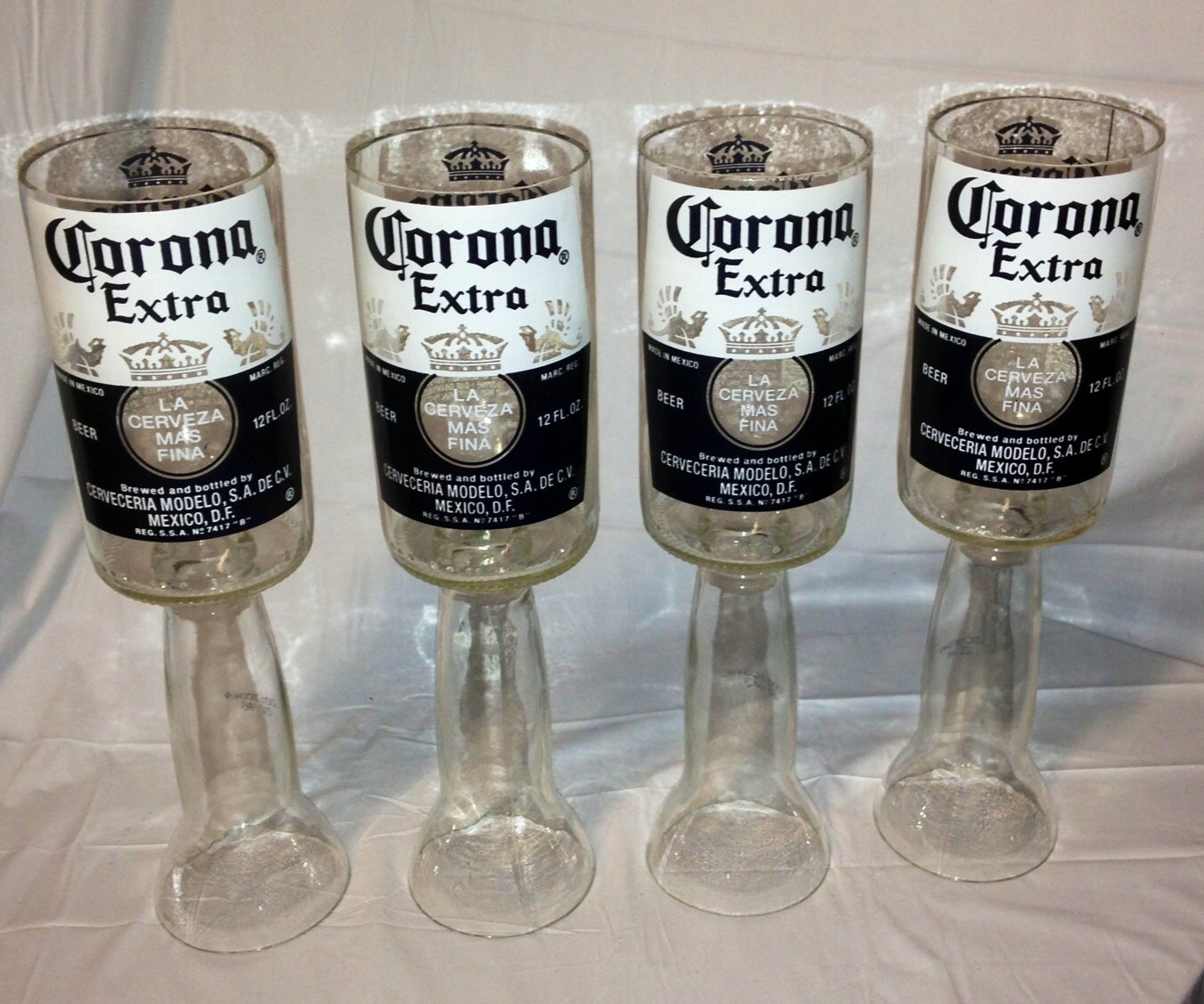 Wine Glass. Corona. Beer Bottle. Recycled. Upcycled.