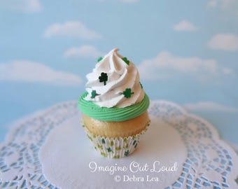 Fake Cupcake St. Patrick's Day Green Shamrock Irish Lucky Kitchen Decor Display Decoration