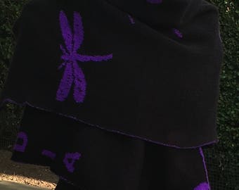 Outlander inspired, Purple, Dragonfly in Amber, Knitted Shawl