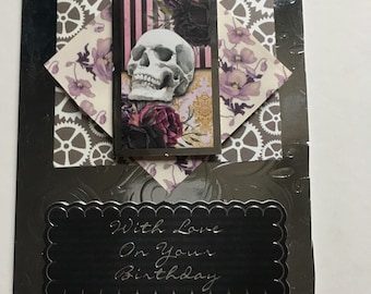 Handmade Gothic Steampunk Birthday Card.