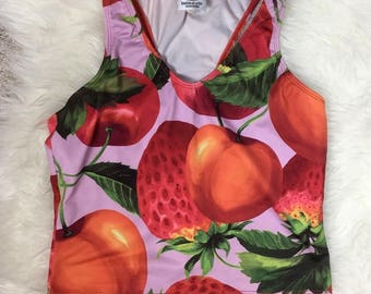 Latitude racerback tank w/ cherries & strawberries