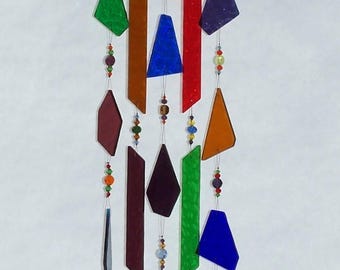 Handmade Handcrafted Stained Glass Copper Beaded Wind Chime Suncatcher – Pretty Sound!
