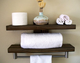 floating shelves for towels in bathroom