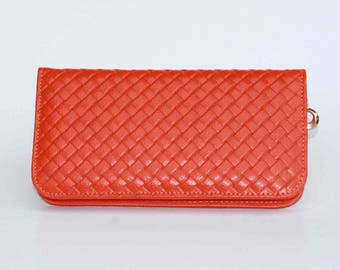 Womens Wallet, Leather Wallet, Orange Wallet, Orange Purse