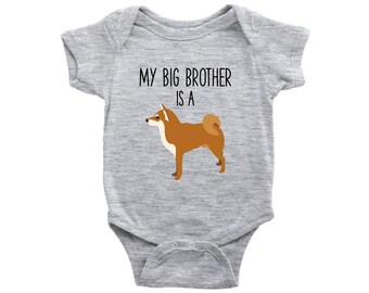 My Big Brother / Sister is a Shiba Inu Baby Bodysuit, Funny Dog Lover Baby Clothes, Baby Boy, Baby Girl Bodysuit, Baby Shower Gift