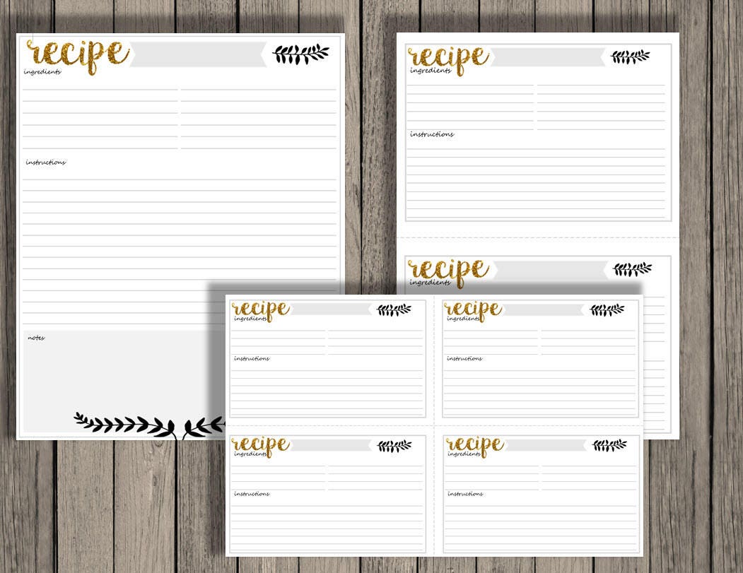 editable recipe cards