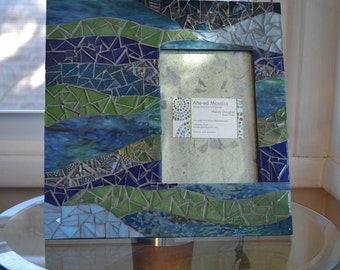 Green and blue mosaic picture frame