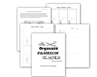 Printable fabric and trim headers and forms to organize a stash