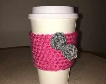 Pink and gray Coffee cup cozy