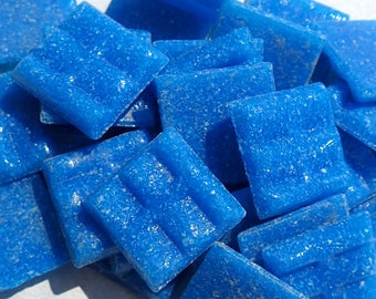 Bright Blue Glass Mosaic Tiles Squares - 3/4 Inch - Half Pound of Vitreous Glass Tiles for Craft Projects - Mosaic Supplies