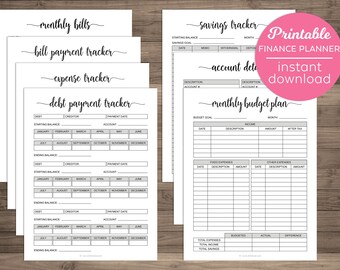 Finance Planner Printable Financial Journal Budget Template Expense Tracker Budgeting Planner Savings Debt Tracking Sheets Letter Half A4 A5