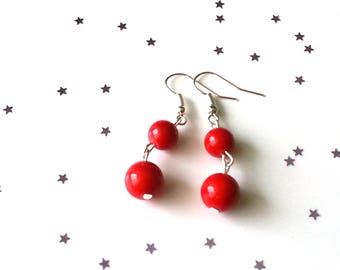 Red coral earrings - red earrings - 5 earring options available - sterling silver earrings - gift for her
