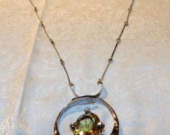 Handmade, Sterling Silver and Smoky Topaz Necklace. Signed & Dated!