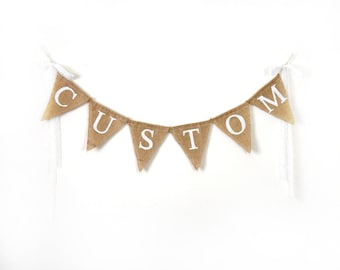 Custom Burlap Bunting, Name Banner, Personalized Burlap Banner, Rustic Wall Decor