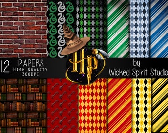 Harry Potter inspired Scrapbook Paper Set/ INSTANT DOWNLOAD/ Printable/ DIY/ Scrapbooking/ Paper/ digital paper/ textures/ crafts Hogwarts