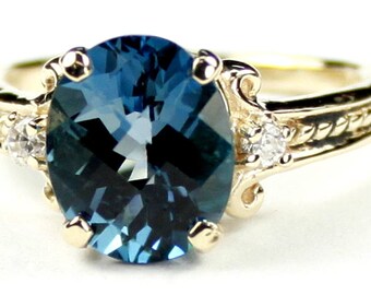 London Blue Topaz, 14KY Gold Ring, R136