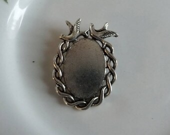 Silver metal stand for cabochon 25 x 18 mm