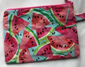 Watermelon Zipper Wristlet