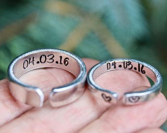 Couple Rings, Rings for Boyfriend, Girlfriend Gift, Anniversary gift, Date Ring, Couple Jewelry, Jewelry for couples, Customize Rings, Dates
