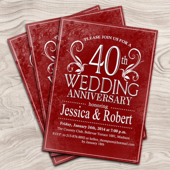 40 Anniversary Invitations Red 9