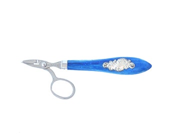 Antique Sewing Collectible Seam Ripper Scissors Sterling Wood Handle Blue Silver 1900 Sewing Scissors Collectibles Cutting FREE SHIPPING