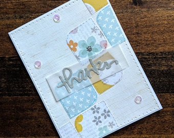 Handmade Thank you card appreciation card personalized card greeting card quilt card thanks friend card thank you for kindness cute card