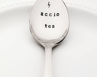 Harry Potter "Accio Tea" w/ Lightning Bolt | Harry Potter Stamped Spoon, Harry Potter Gift, Harry Potter Mug Accessory Harry Potter Kitchen