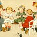 Digital girls knitting sewing digital download of vintage illustration