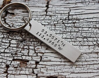 Custom Coordinates Keychain, boyfriend keychain Latitude longitude, boyfriend keychain gifts, coordinate boyfriend keychain