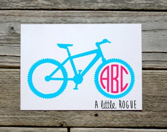 Mountain Bike Monogram Vinyl Decal | Personalized Monogram | Car Decal | Vinyl Initials