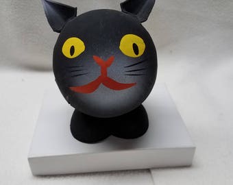 Vintage 1940s Halloween Black Cat Paper Mache Candy Container