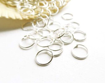 100 Silver Plated Jump Rings 8mm, Open Loop - 7-5