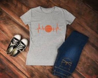 Basketball Heartbeat T-Shirt, Basketball T shirt, Basketball, Basketball T shirt, Mom T-Shirt, Heartbeat shirt, Mom Shirt, Gift for her