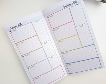 Week on Two Pages Travellers Notebook Insert | Printed inserts for Travelers Notebook | Printed TN inserts | Travelers Notebook