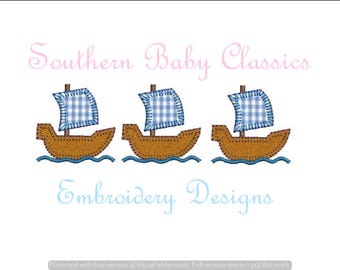 Ship Row Blanket Stitch Applique Three Trio Design File for Embroidery Machine Instant Download Thanksgiving Pilgrims Pirate
