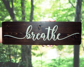 Breathe wood sign, Yoga studio decor, Spiritual gift, Gift for her, Birthday gift, Gift under 20, Meditation focus, Boho decor, Boho Gift