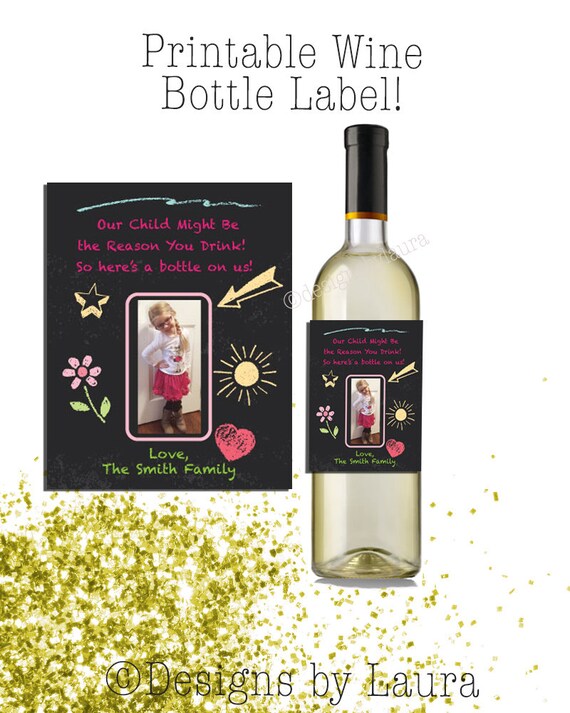 Printable Wine Bottle Label/Funny Teacher Wine Bottle Label