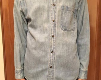 Vintage / Denim/ Button Up Shirt / 80's / 90's / Minimal / Retro