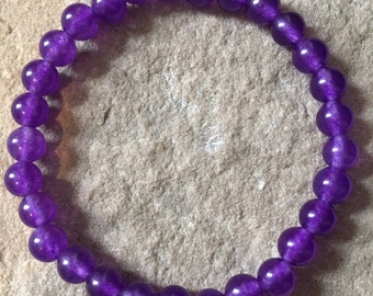 Amethyst semi precious gemstone 6mm bracelet