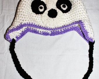 Panda Hat Crochet White and Black Panda Winter Hat