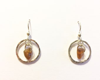 Silver & Beach Glass Earrings