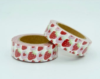 Washi Tape roll - masking tape - strawberries - Christmas - Gift - decoration planner supplies scrapbooking love