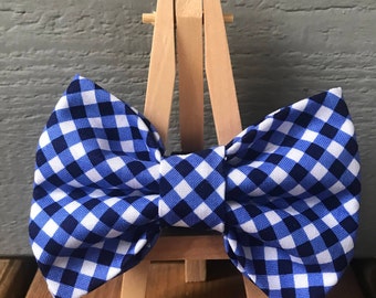 Blue cross check, dog bow tie