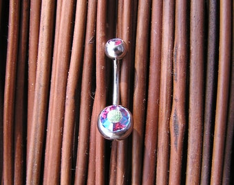 SOLDES ! mettre en évidence 14g 3/8 nombril anneau - Red w / Blue
