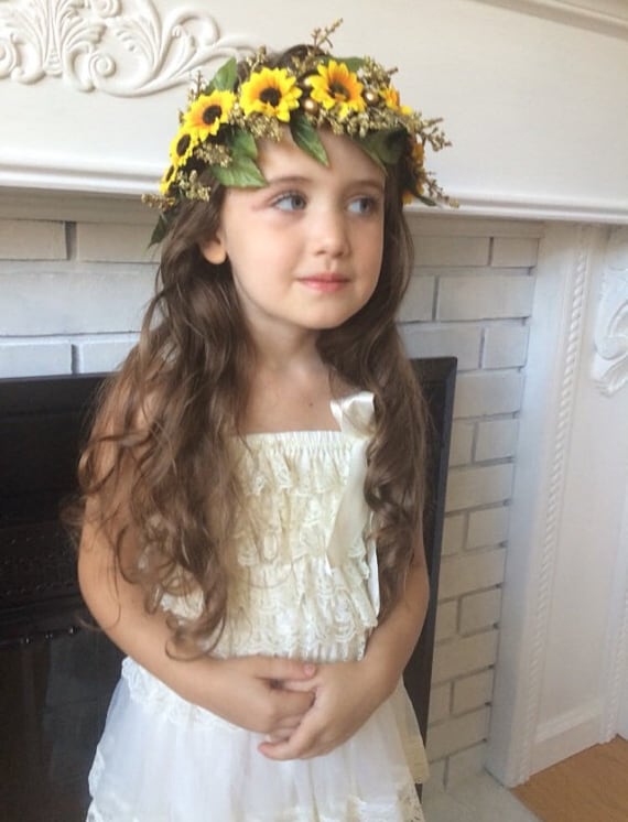 Sunflower hair wreath. Perfect for bride, flowergirl....