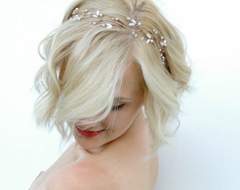 Bridal Halo, Bridal Hair Vine, Hair Vine, Rose Gold, Rose Gold Hair Vine, Hair Wreath, Bridal Headband, Wedding Headband, Bridal Headpiece