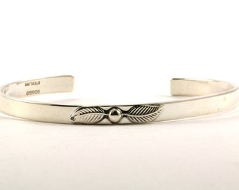 Vintage Roggio Leaf Design Cuff Bracelet Sterling Silver BR 2120-E