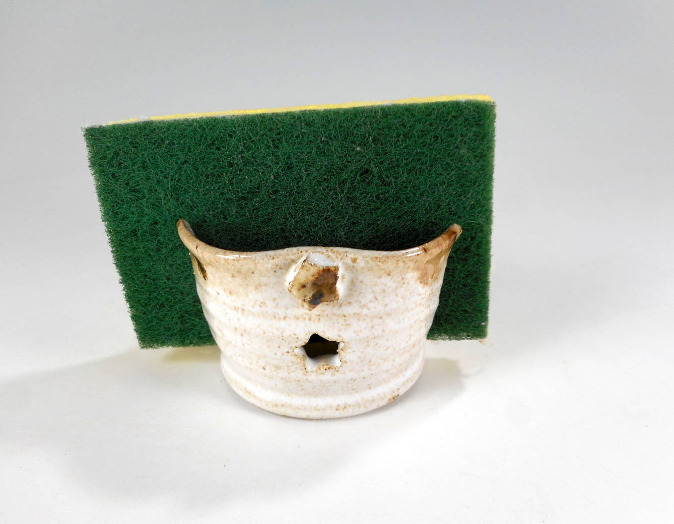 Ceramic sponge holder pottery sponge keeper white stoneware